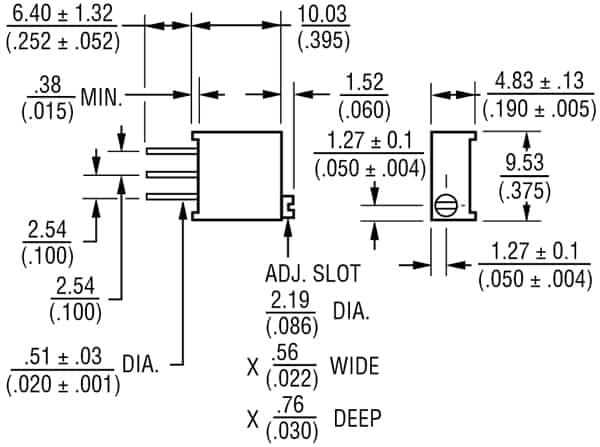 3296 dimensions mécaniques de pot d'équilibre